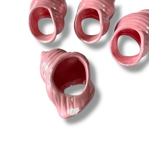 Set of Four Pink Ceramic Seashell Napkin Holders - Picture 3 of 5